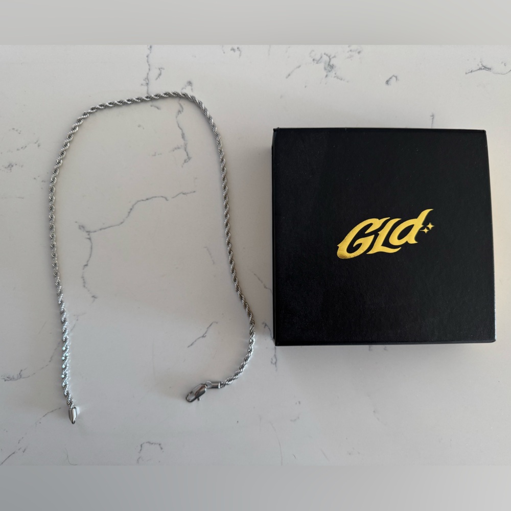 Men’s 20” 14k White Gold Plated Rope Chain (4mm)